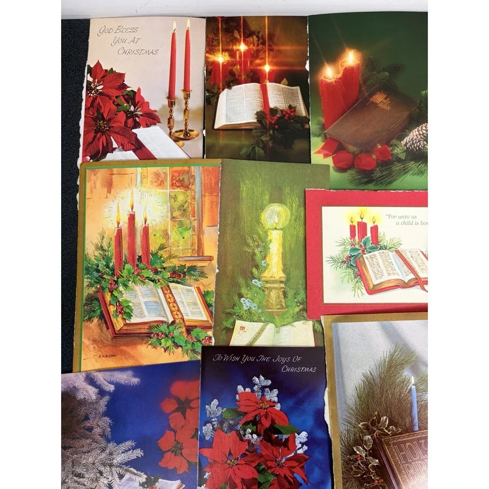 Vintage Christmas Cards Fronts ONLY Bibles Scrapbooking Decoupage Lot of 50+
